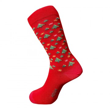 60% Fine Merino Wool Health Sock | Christmas | Red